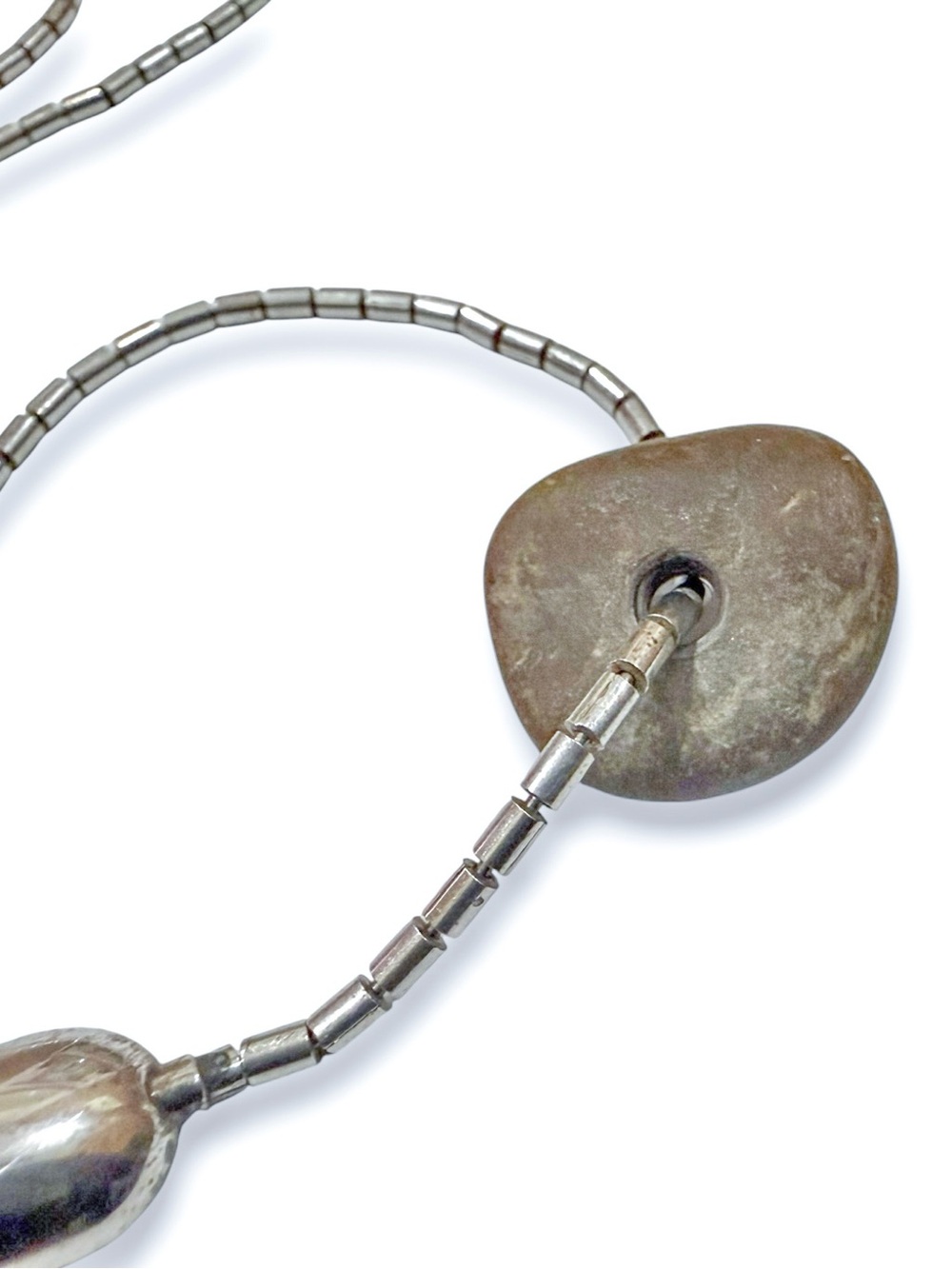 Jan Yager Unique Sterling Modernist Pillow Style Necklace with Stone Accent - Picture 13 of 16